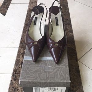 Nordstrom Brown Leather Kitten Heels size 9.5